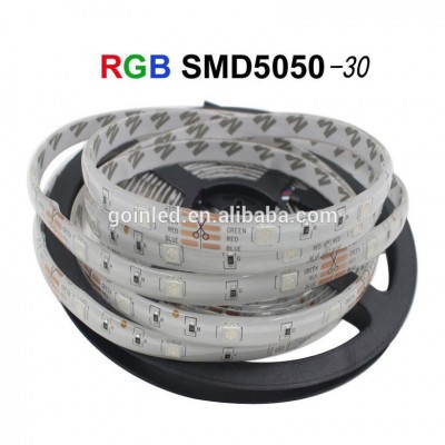 outdoor IP65 sealing waterproof DC12 24V SMD5050 flex rgb led strip light 30led per meter